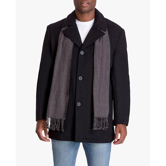 London Fog Men's Amity Single Breasted Wool Jacket with Scarf size Medium NEW - Picture 1 of 16